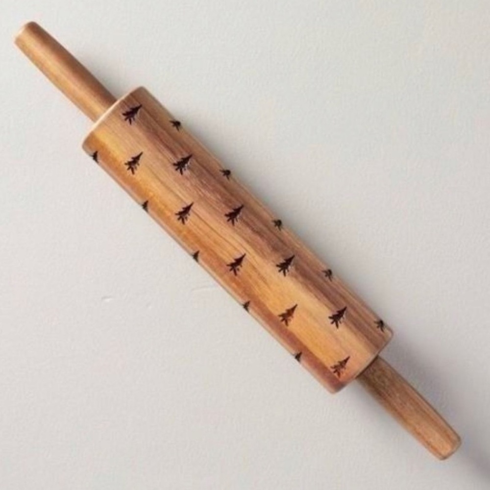 NEW Hearth & Hand 16” Engraved Pine Tree Wood Rolling Pin